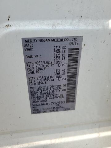 2015 NISSAN PATHFINDER 5N1AR2MN4FC707651
