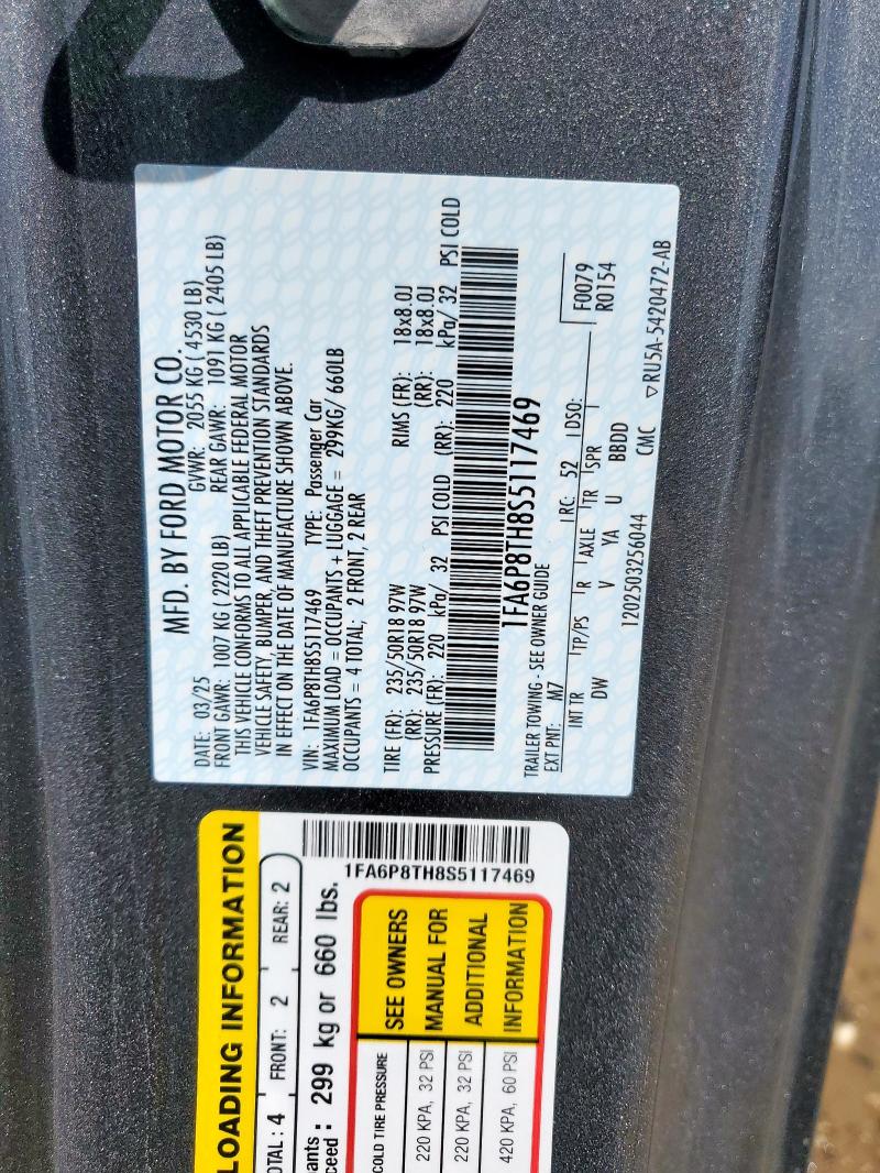 2025 FORD MUSTANG 1FA6P8TH8S5117469