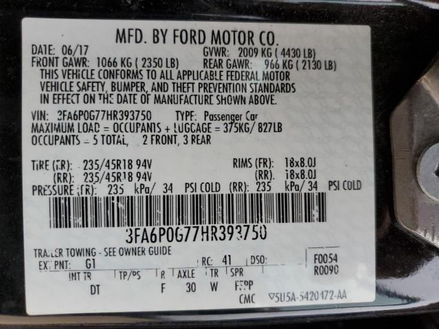 2017 FORD FUSION S 3FA6P0G77HR393750