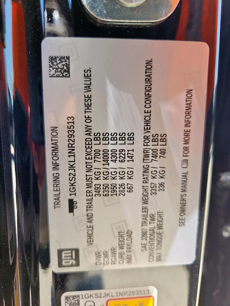 2022 GMC YUKON XL D 1GKS2JKL1NR293513