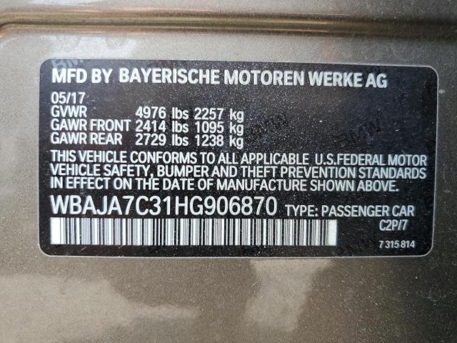 2017 BMW 530 XI WBAJA7C31HG906870
