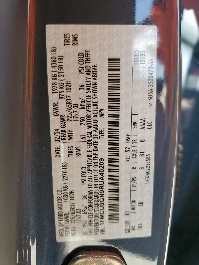 2024 FORD ESCAPE ACT - 1FMCU0GN9RUA40209