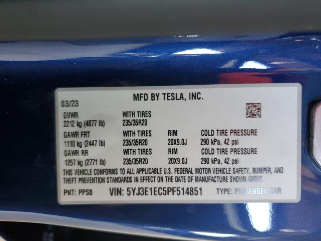 2023 TESLA MODEL 3 5YJ3E1EC5PF514851