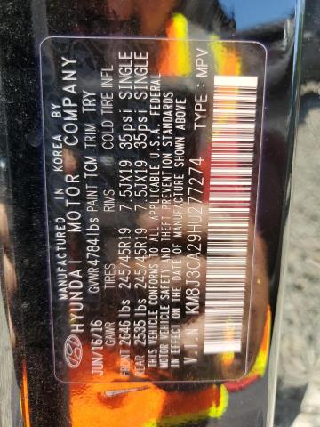 2017 HYUNDAI TUCSON LIM KM8J3CA29HU277274
