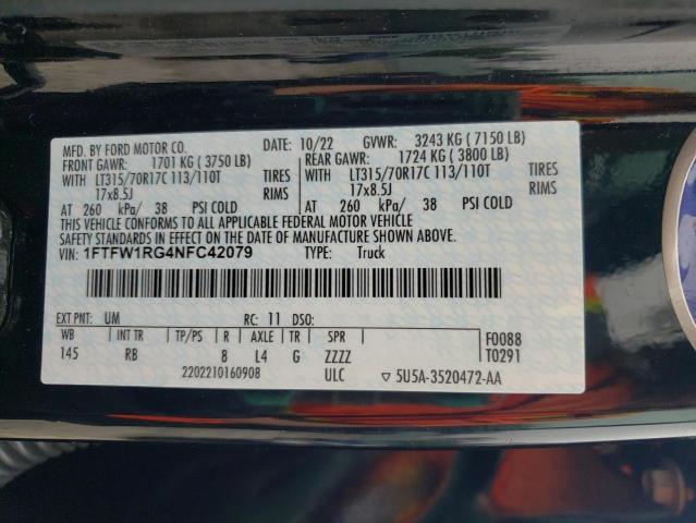 2022 FORD F150 RAPTO - 1FTFW1RG4NFC42079