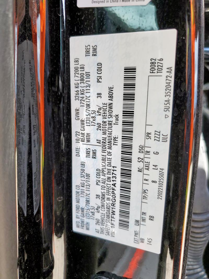 2023 FORD F150 RAPTO 1FTFW1RG0PFA13711