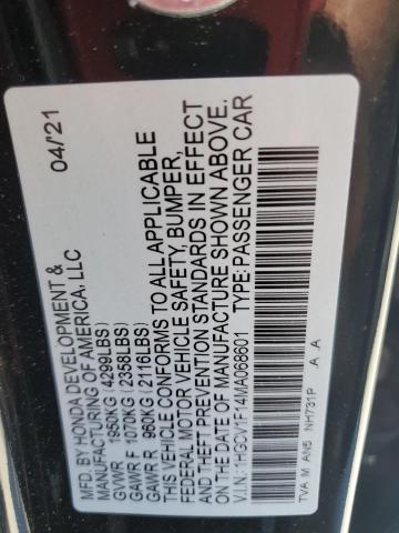 2021 HONDA ACCORD LX 1HGCV1F14MA068601