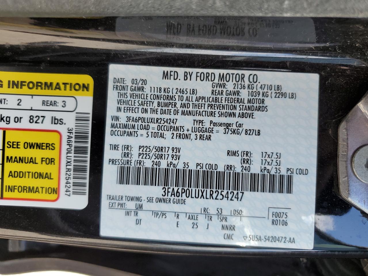 Ford Fusion se 2020