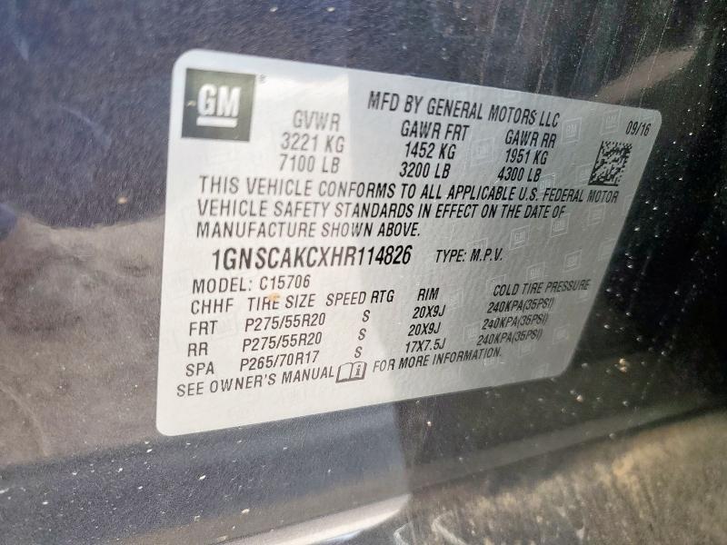 2017 CHEVROLET TAHOE C150 1GNSCAKCXHR114826