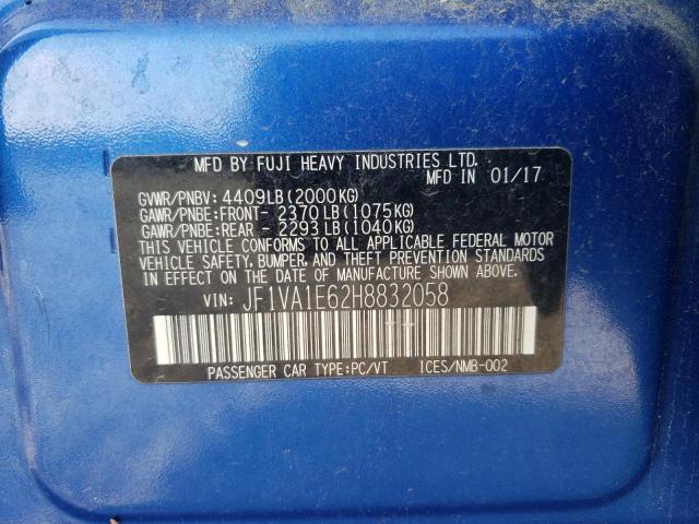 2017 SUBARU WRX PREMIU JF1VA1E62H8832058