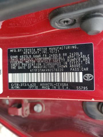 2022 TOYOTA CAMRY XLE - 4T1F31AK4NU578220
