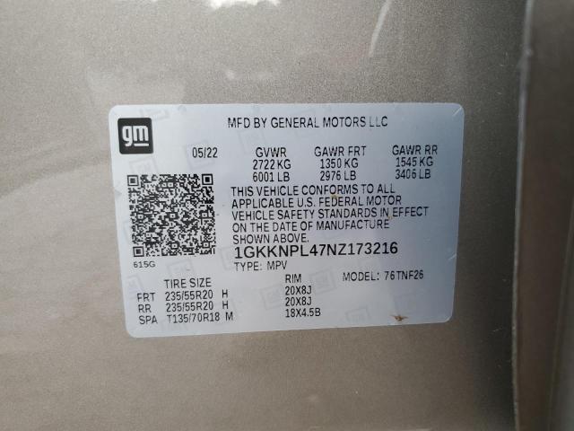 2022 GMC ACADIA DEN 1GKKNPL47NZ173216