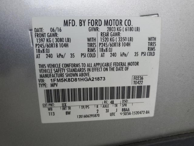 2017 FORD EXPLORER X 1FM5K8D81HGA21873