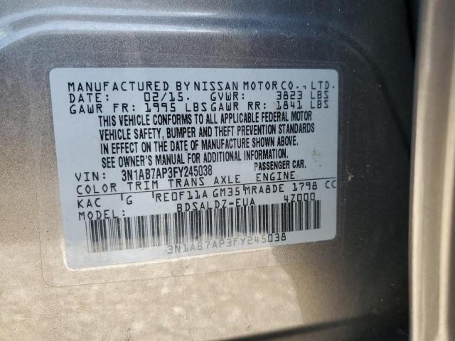 2015 NISSAN SENTRA S 3N1AB7AP3FY245038