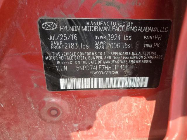 2017 HYUNDAI ELANTRA SE - 5NPD74LF7HH111406