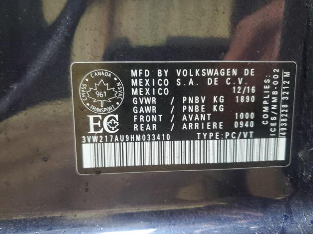 2017 VOLKSWAGEN GOLF S 3VW217AU9HM033410