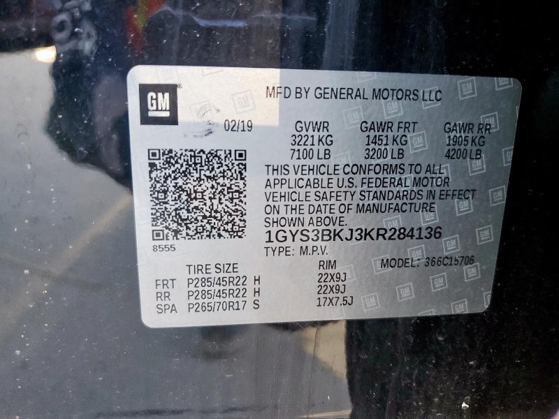 2019 CADILLAC ESCALADE L 1GYS3BKJ3KR284136