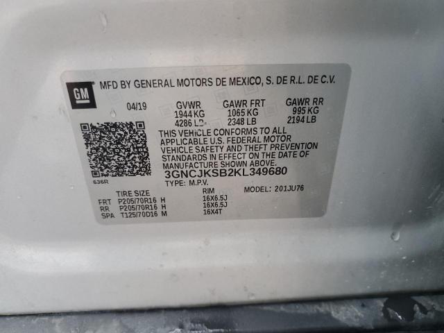 2019 CHEVROLET TRAX LS 3GNCJKSB2KL349680