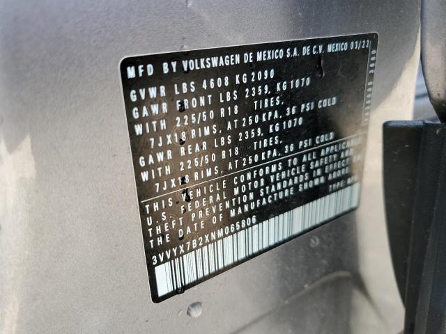 2022 VOLKSWAGEN TAOS SE 3VVYX7B2XNM065806