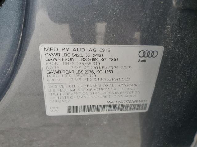 2016 AUDI Q5 PREMIUM WA1L2AFP7GA051401