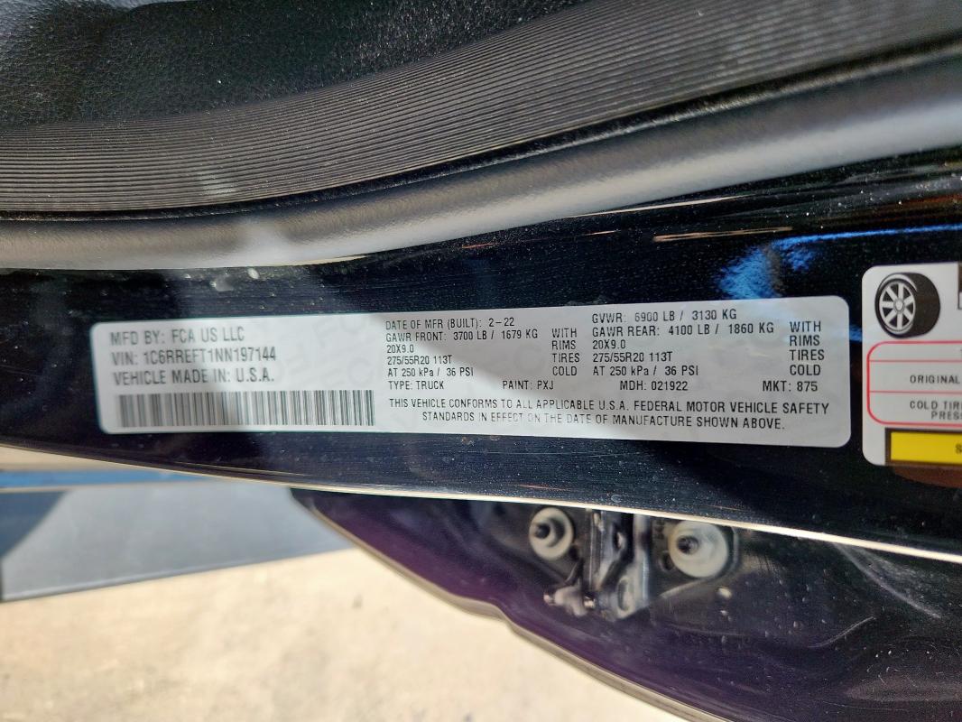 2022 RAM 1500 BIG H 1C6RREFT1NN197144