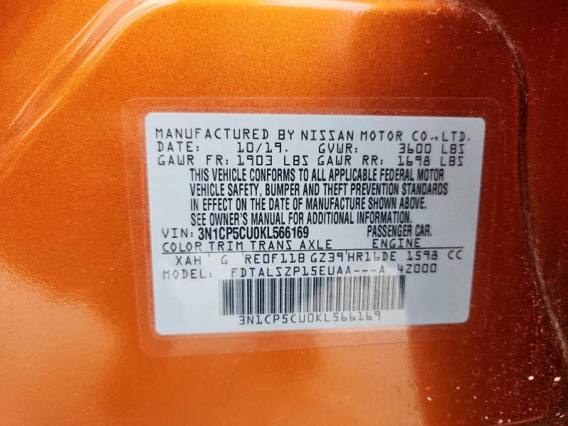2019 NISSAN KICKS S - 3N1CP5CU0KL566169