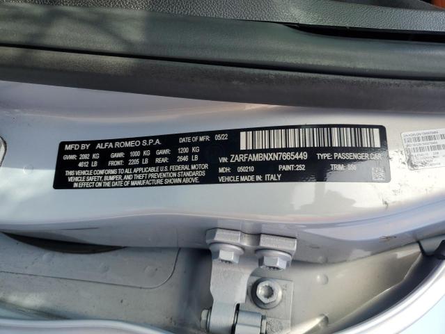 2022 ALFA ROMEO GIULIA SUP ZARFAMBNXN7665449