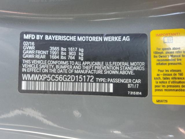 2016 MINI COOPER WMWXP5C56G2D15172