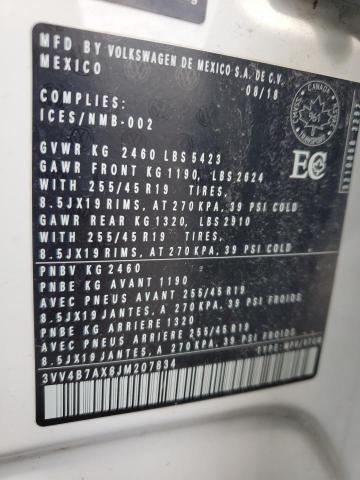 2018 VOLKSWAGEN TIGUAN SEL 3VV4B7AX8JM207834