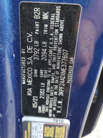 2021 KIA FORTE FE 3KPF24ADXME377607