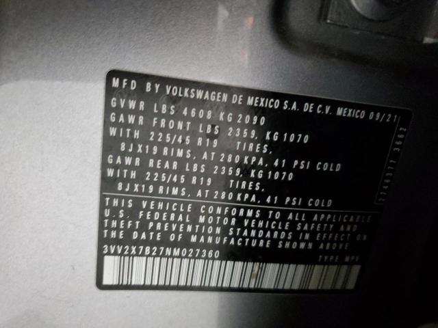 2022 VOLKSWAGEN TAOS SEL 3VV2X7B27NM027360
