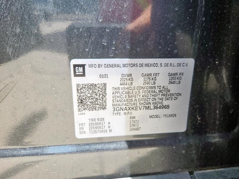 2021 CHEVROLET EQUINOX LT - 3GNAXKEV7ML364965