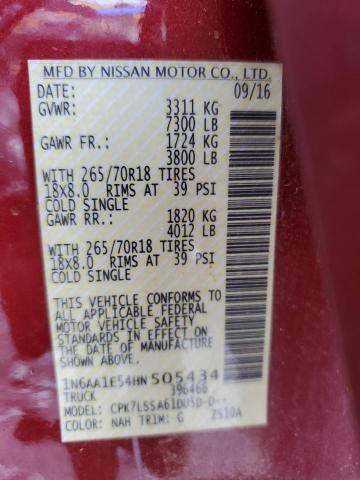 2017 NISSAN TITAN SV 1N6AA1E54HN505434