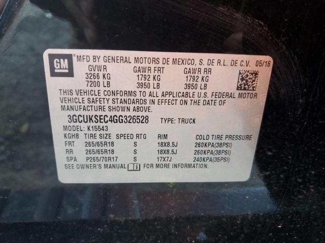 2016 CHEVROLET SILVERADO 3GCUKSEC4GG326528