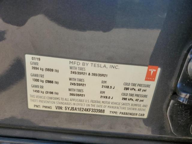 2019 TESLA MODEL S - 5YJSA1E24KF333988