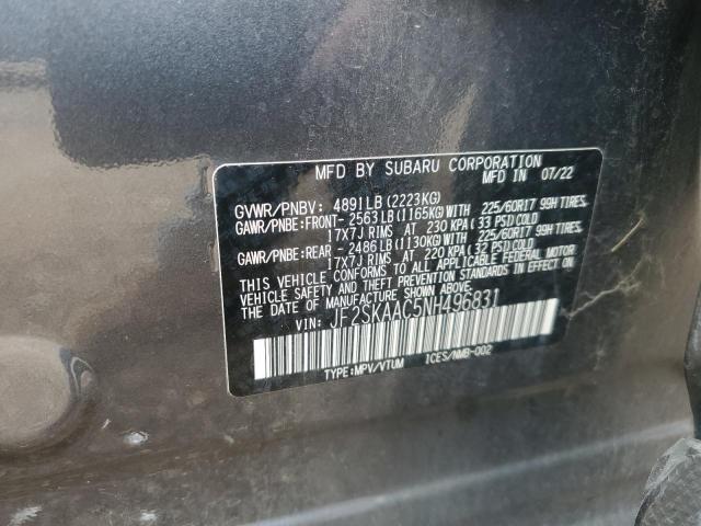 2022 SUBARU FORESTER JF2SKAAC5NH496831