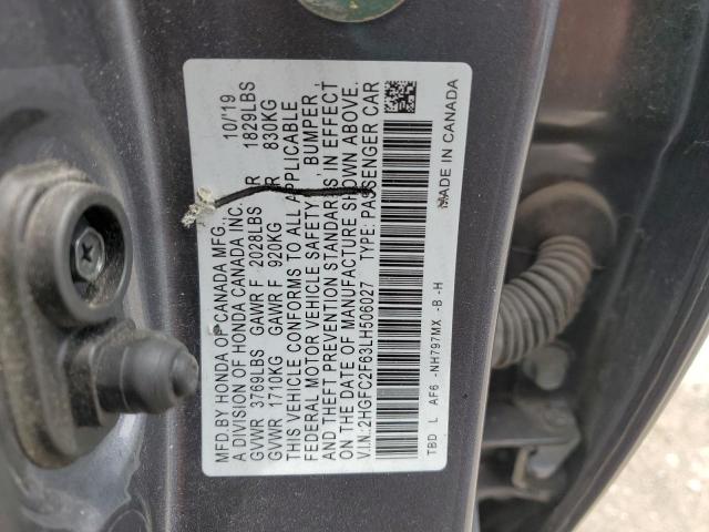 2020 HONDA CIVIC LX 2HGFC2F63LH506027