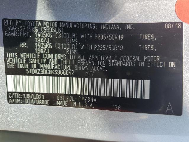 2019 TOYOTA SIENNA SE 5TDXZ3DC8KS966042