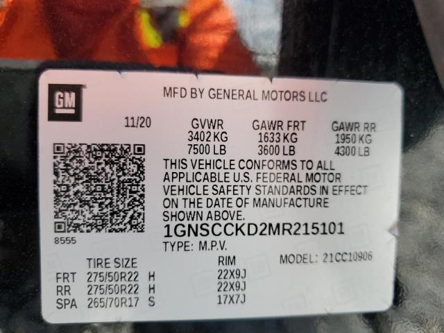 2021 CHEVROLET SUBURBAN C 1GNSCCKD2MR215101