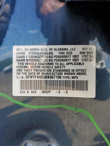 2011 HONDA PILOT EXL - 5FNYF4H65BB067196