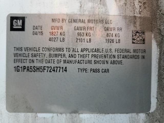 2015 CHEVROLET CRUZE LS 1G1PA5SH5F7247714