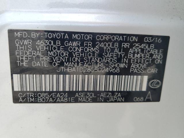 2016 LEXUS IS 200T JTHBA1D28G5024968