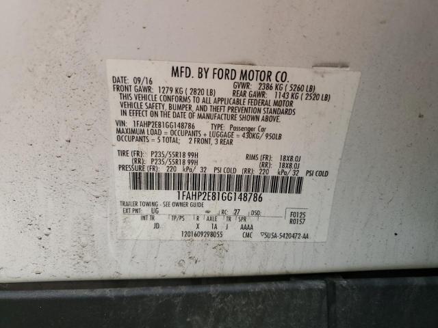2016 FORD TAURUS SEL 1FAHP2E81GG148786