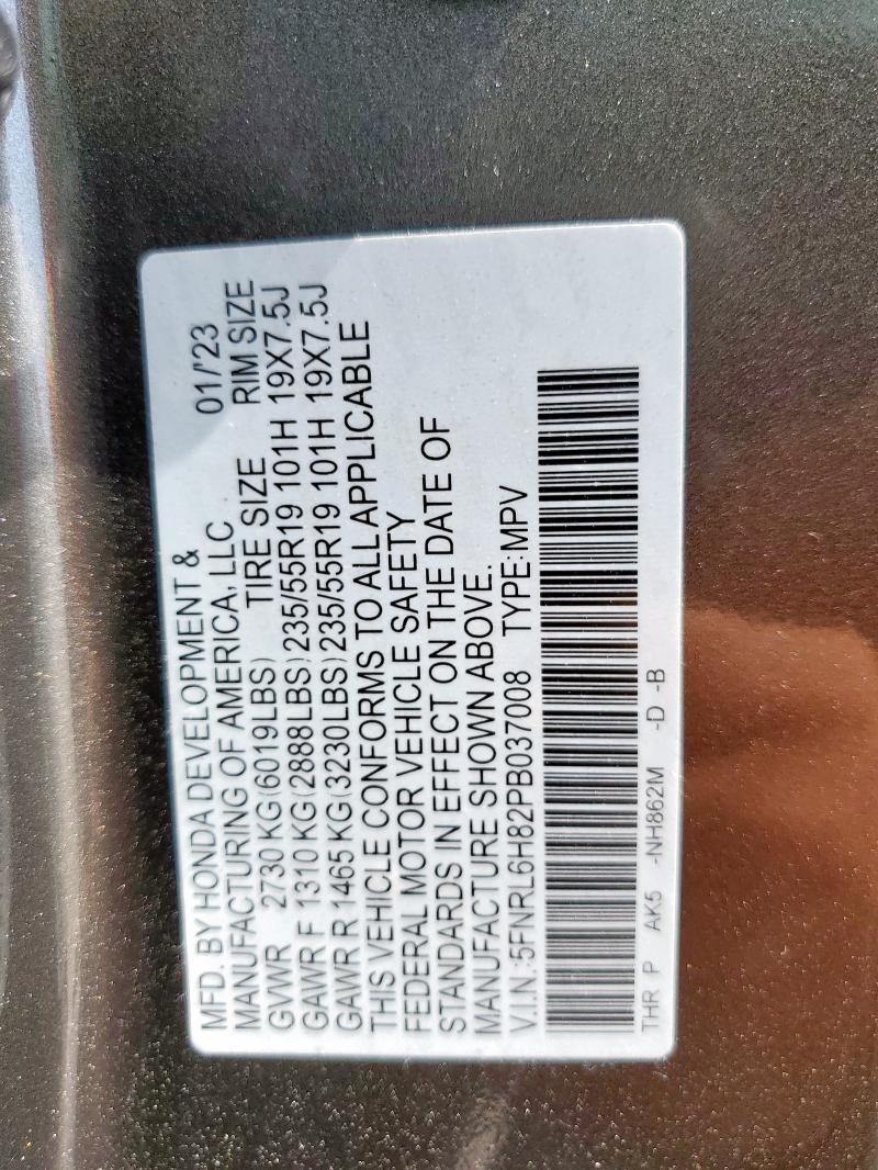 2023 HONDA ODYSSEY TO - 5FNRL6H82PB037008