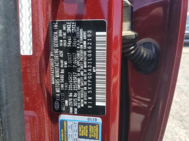 2020 KIA SORENTO L 5XYPGDA31LG662193