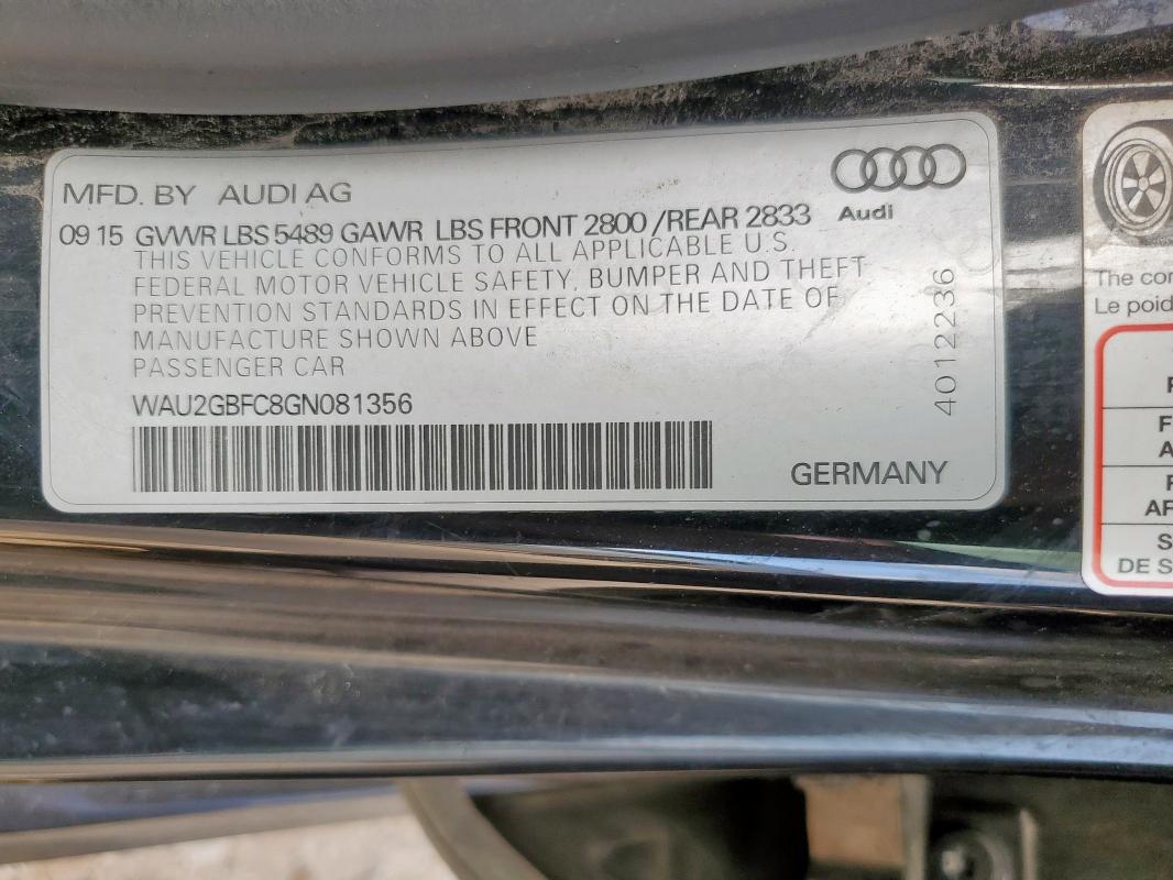 2016 AUDI A7 PRESTIG WAU2GBFC8GN081356