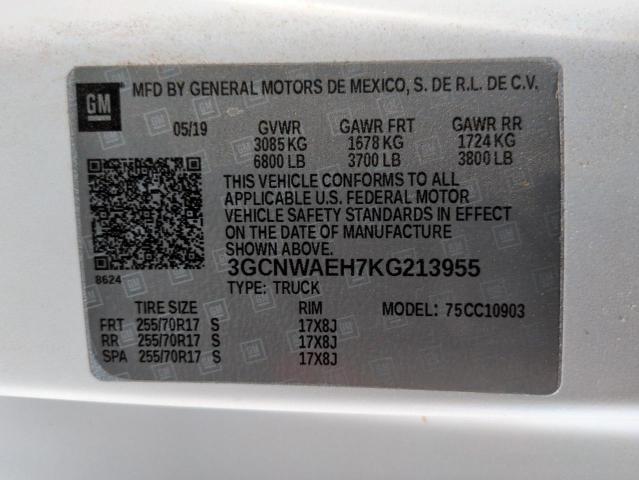 2019 CHEVROLET SILVERADO - 3GCNWAEH7KG213955