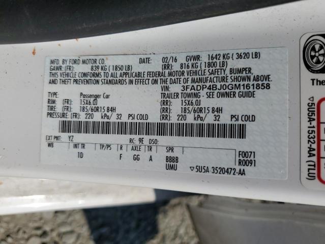 2016 FORD FIESTA SE 3FADP4BJ0GM161858