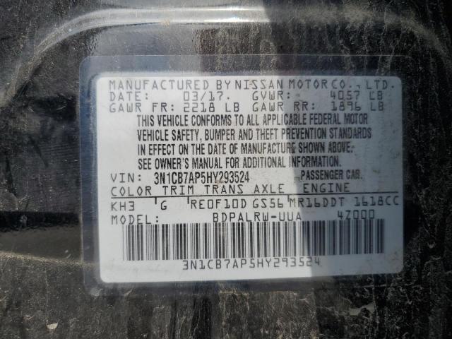 2017 NISSAN SENTRA SR 3N1CB7AP5HY293524