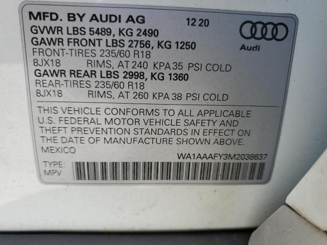 2021 AUDI Q5 PREMIUM WA1AAAFY3M2038637